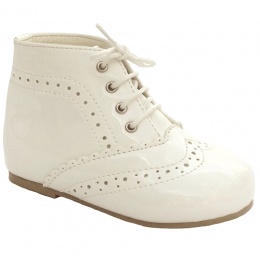 Ivory Patent Brogue Lace Up Boots
